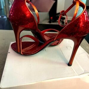 Ladies red ankle strap sandals